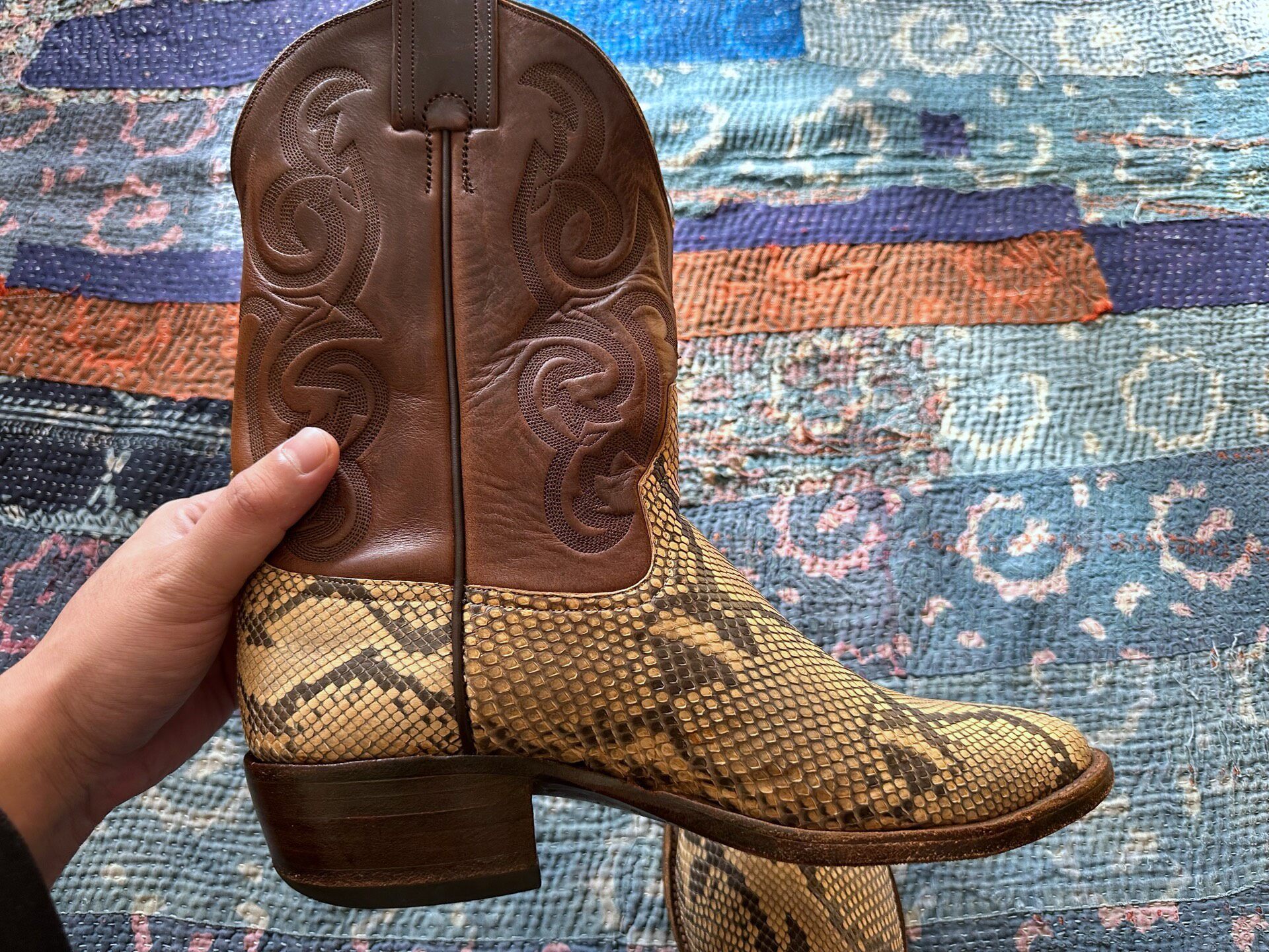 RRL Snake Skin Western Boots — detail