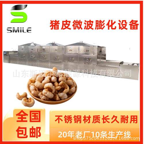 隧道式微波猪皮膨化设备猪皮微波烘干脱脂机肉制品解冻熟化设备