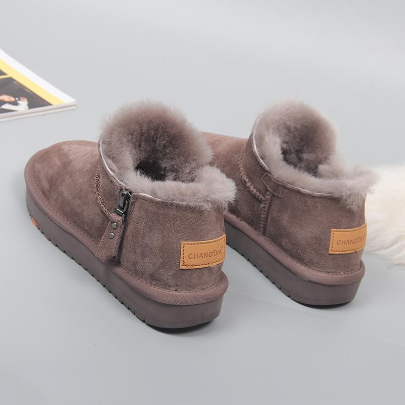 正品羊毛地雪靴女新款牛皮加绒加厚平底靴韩版百学生保短暖搭棉鞋