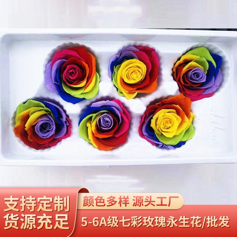 5-6A级国产七彩玫瑰永生花 七夕情人节创意生日礼品圣诞节礼物