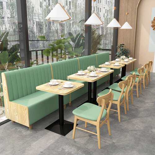 厂餐BS-01家餐饮饭西餐厅奶茶店烤半圆卡座沙发肉店店食堂桌椅组