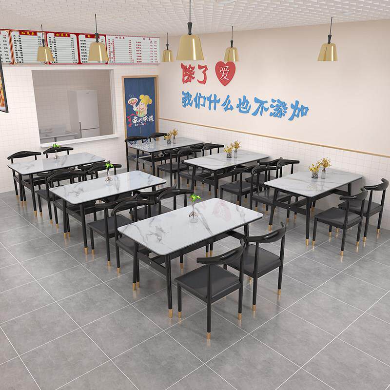桌子餐饮商用奶茶快餐早餐小吃店专用桌椅座椅长方形一桌四椅组合