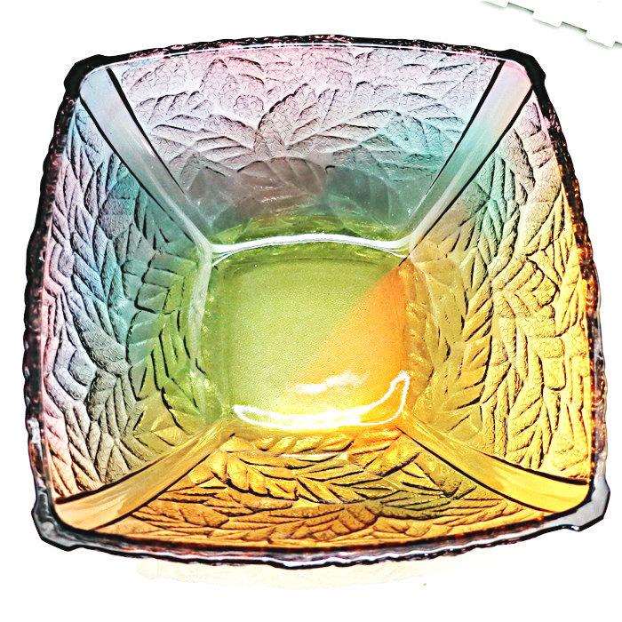 日式彩色琉璃水果盘方形干果盘玻璃糖果盘酒店宴会家用摆件餐桌