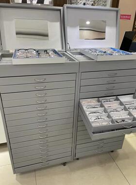 需定制翻盖带镜子眼镜店皮革眼镜展示柜 电影院3D太阳镜收纳箱 眼