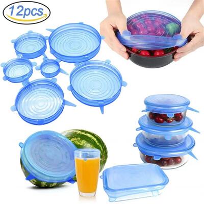 6/12Pcs/Lot Silicone Stretch Lids Universal Taper Pot Bowl F