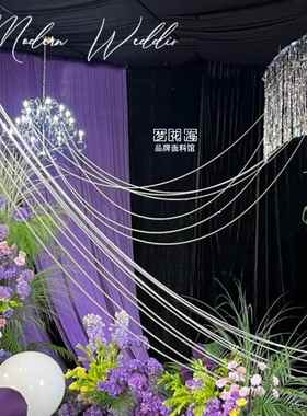 婚礼弹力布紫色系婚庆牛奶丝吊顶韩式纱幔整卷布挂布背景布装饰布