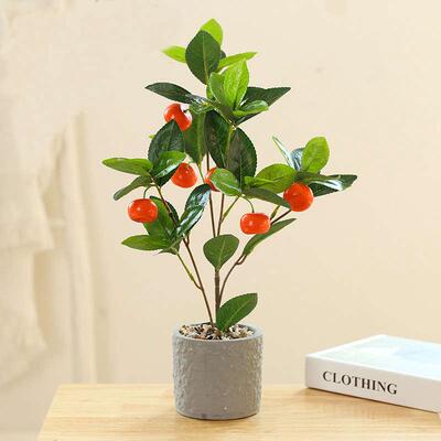 仿真橘子树绿植盆栽假花植物水果盆景客厅桌面装饰超市美陈摆件