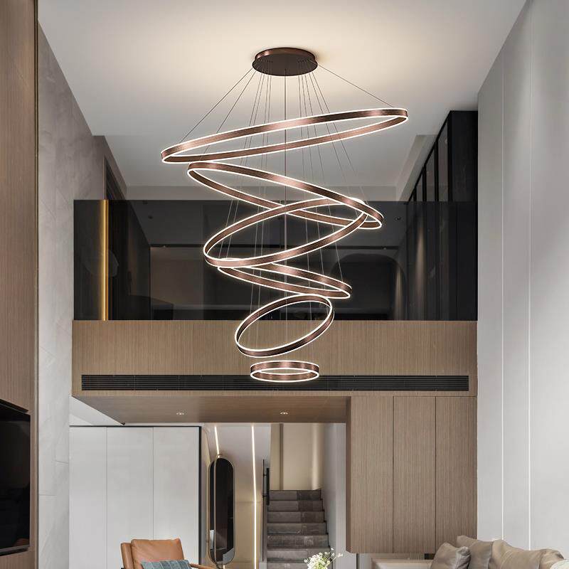 别墅大厅挑空客厅复式楼大吊灯具现代简约轻奢跃层公寓楼中楼吊灯