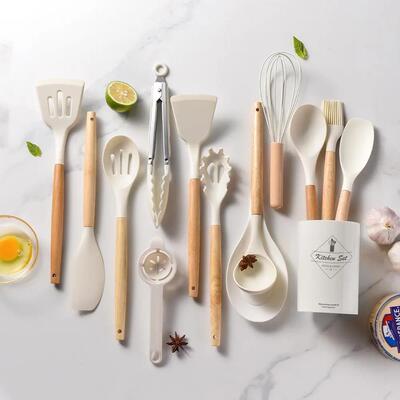 Lightweight wooden silicone kitchenware - 轻质木柄矽胶14件套