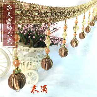 新款 亮片牛筋珠子窗帘帘头花边密度好欧式 工厂直销现货批发
