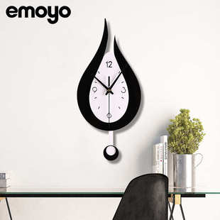 水滴现代简约创意摇摆挂钟 墙壁钟表 家用客厅装 饰静音卧室欧式