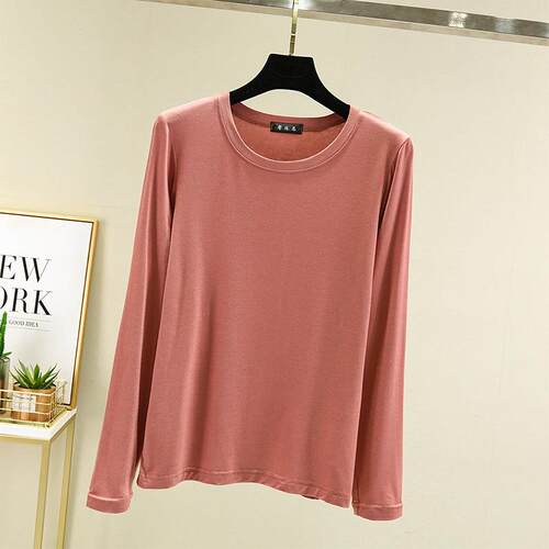 Round neck base shirt, women's long sleeved T-shirt, thin