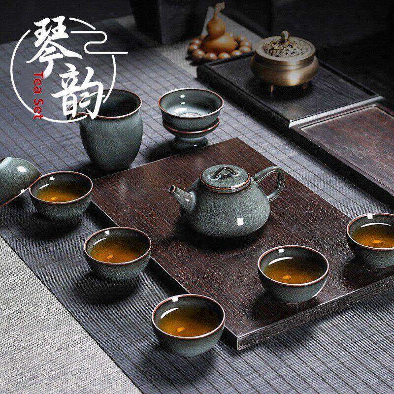龙泉青瓷功夫茶具家庭办公制茶三彩盖碗茶杯茶壶茶具成套