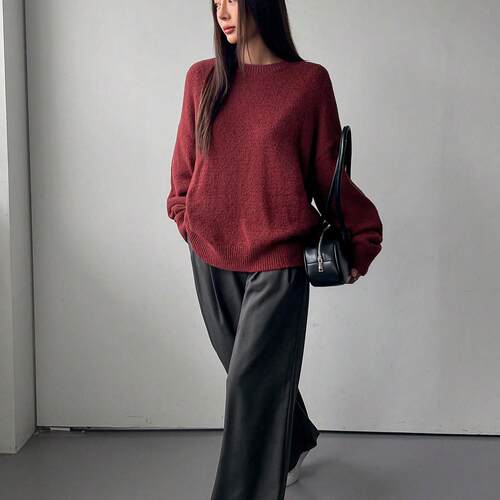 Hooded Knitted Sweater Round Neck Sweater Women's Top
