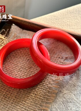 2026厂家仿和田鸡血红方形手镯外蒙料冰种满红色方镯女款玉石镯子