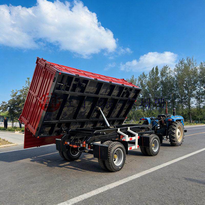 7CX-10农用拖车10吨三向自卸牵引式平板拖车加箱板农用拖车