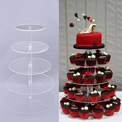 亚克力圆形蛋糕展示架 5层有机玻璃糕点架 食品促销架 Cake stand