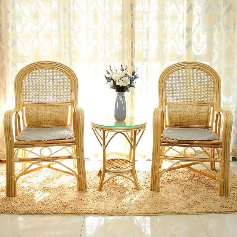 真藤椅家用庭院单人编织阳台老人休闲椅子成人客厅厂家直销