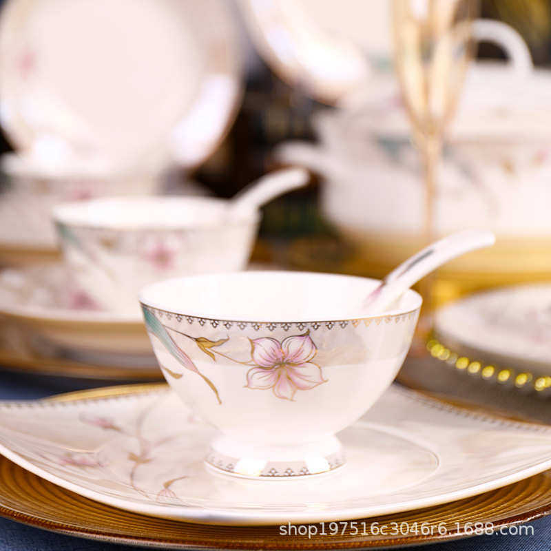 景德镇骨瓷餐具套装酒店摆台碗碟轻奢陶瓷家用高档高端家用乔迁碗,餐饮具,餐具瓷器套装,淘宝优惠券,粉丝福利购,淘宝优惠卷