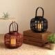竹编手提风灯家居桌面浪漫氛围灯咖啡厅餐厅装 灯笼 饰烛台古朴风格