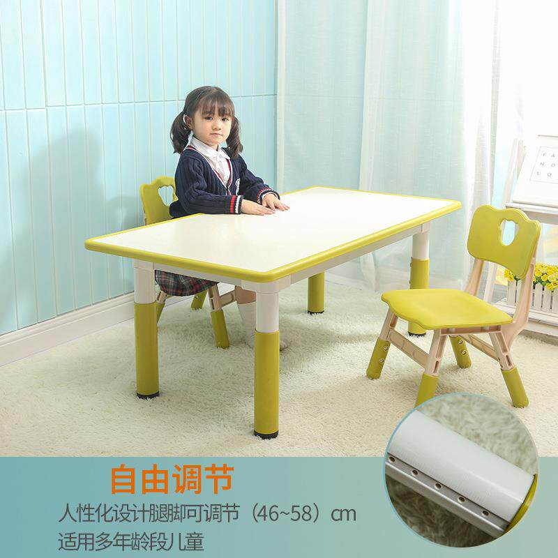 新款直销儿童画画涂鸦学习桌培训辅导班课桌长方型六人桌子幼儿园