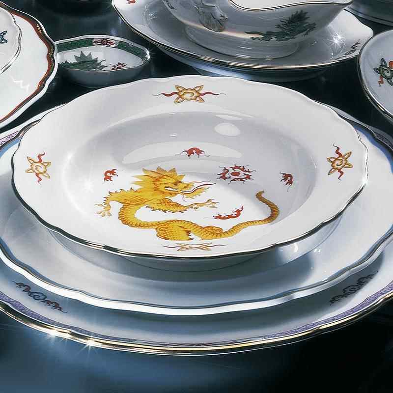 国德MEIS餐SEN梅森瓷器黄色明之神LUR龙餐盘欧式用具西家餐盘纯手