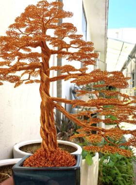 （迎客发财树）铝线工艺品手工编织庙会景点庙会美食节摊位