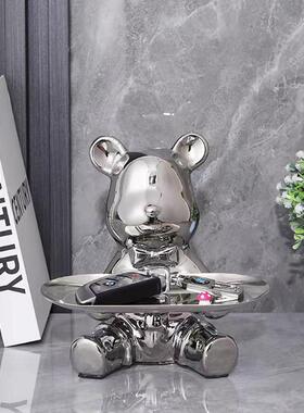 入户暴力熊钥匙收纳进门玄关装饰摆饰客厅鞋柜托 托盘轻奢陶瓷存