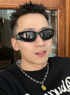 2025新款黑色太阳镜户外动遮阳防眼晒太阳眼骑镜运欧美潮款男士行