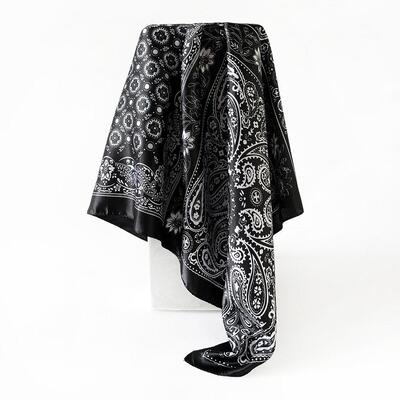 90cm silk scarf women headscarf cashew flower shawl 腰果披肩