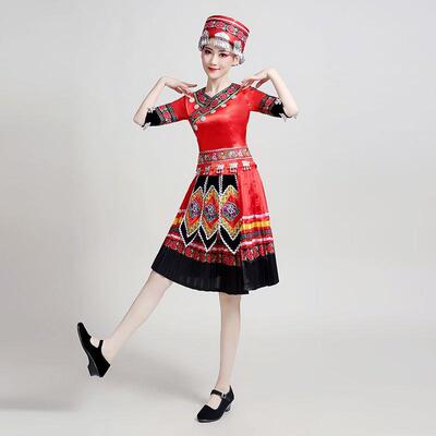 新款新苗族蹈演出服装南少数民族土家舞云民族风广舞场服饰短款百