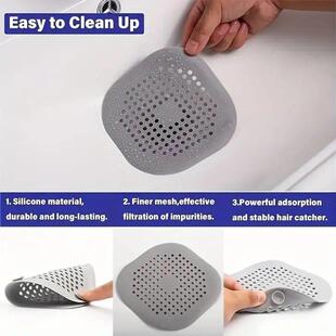 Durable Silicone Square Shower Drain Cover Prevents Sink Clo