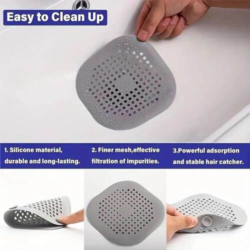 Durable Silicone Square Shower Drain Cover Prevents Sink Clo