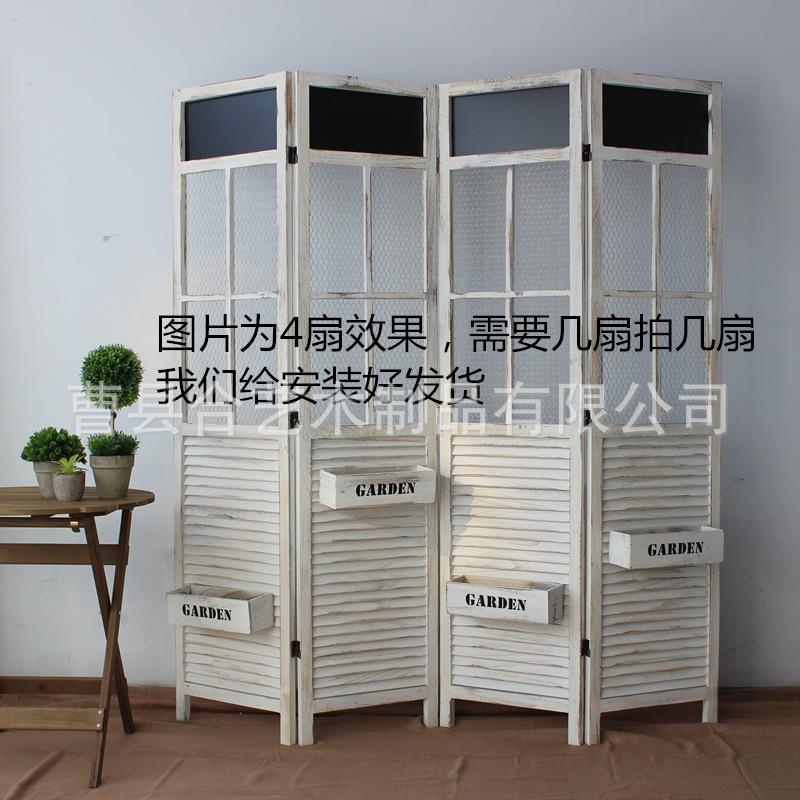 厂家办公玄关隔断客厅移动折叠隔断铁艺复古屏风摆件黑板花窗
