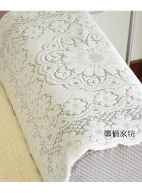 沙发扶手垫白色巾蕾丝靠背巾罩套纯色镂空全盖盖布坐垫通用百搭巾