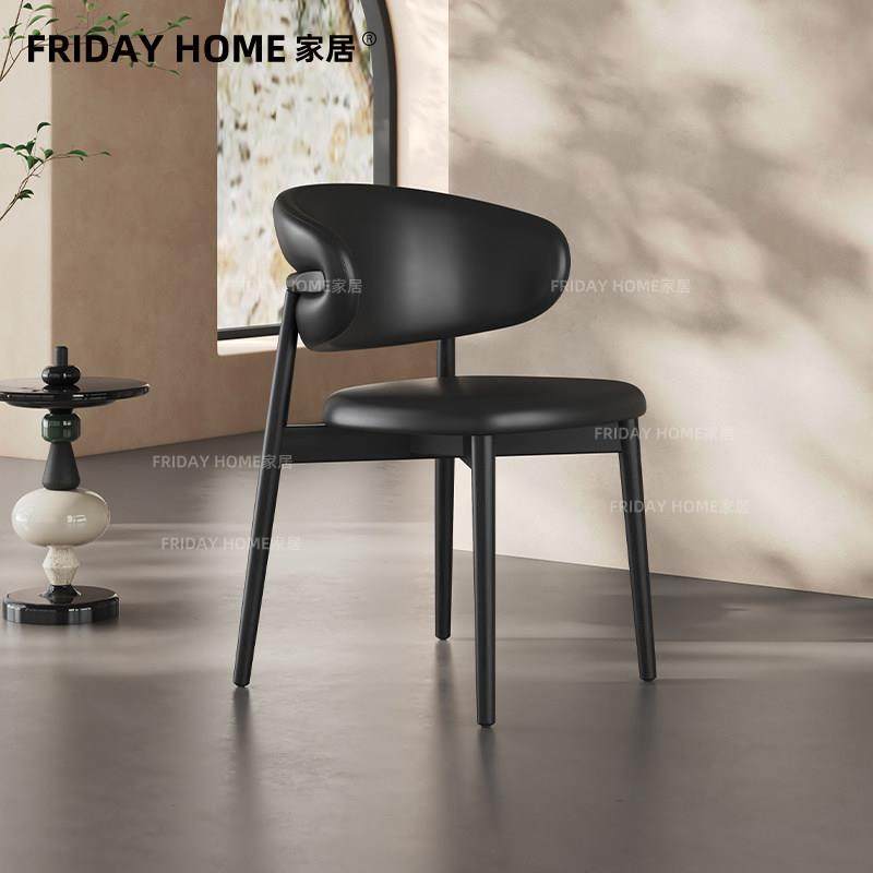 北欧实木黑色餐椅意式简约家用酒店饭厅椅子设计师软包靠背椅中古,住宅家具,餐椅,淘宝优惠券,粉丝福利购,淘宝优惠卷