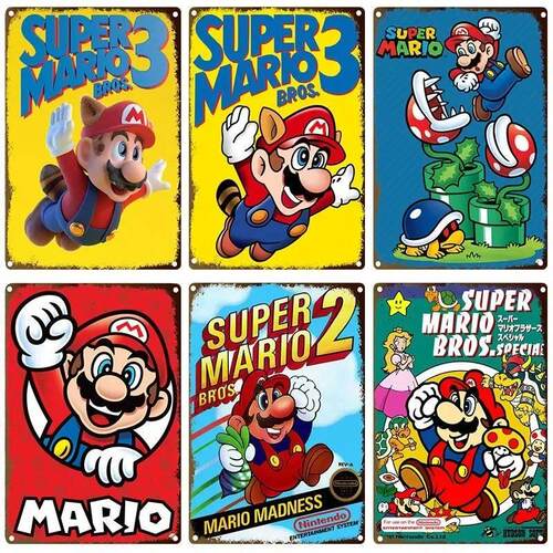 MINISO Super Mario Bowser Kart Metal Poster and Print Tin Si