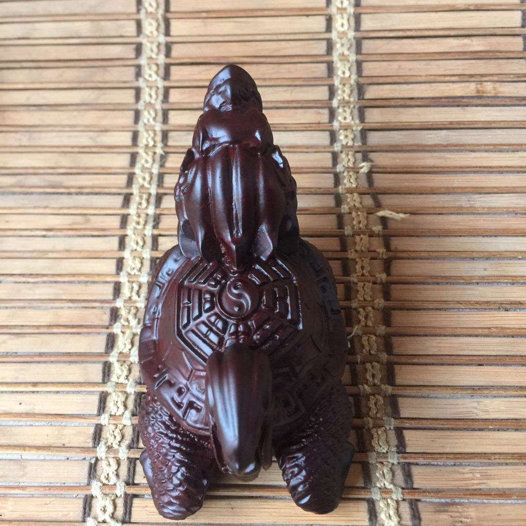 黑檀木雕龙龟摆件实木质雕刻龙龟头龟家居客厅玄关装饰品工艺品