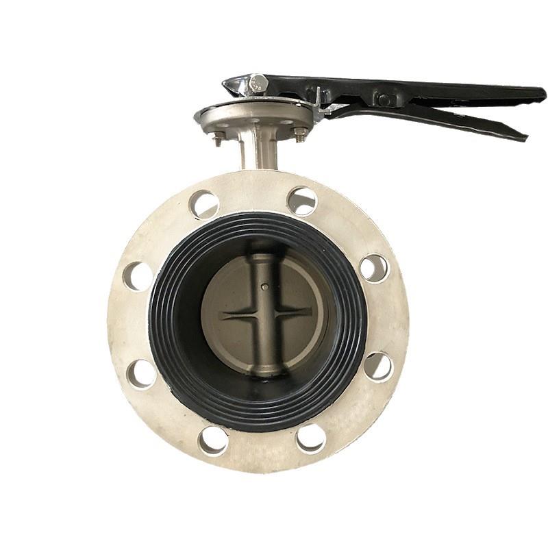 不锈钢手柄法兰蝶阀软密封双法兰中线蝶阀厂家供应河北D41X-16P