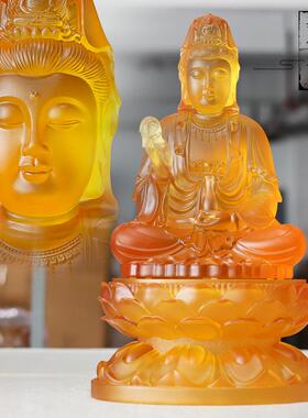 琉璃杨柳净瓶坐莲观音居家客厅佛堂寺庙礼佛摆件佛像观世音菩萨