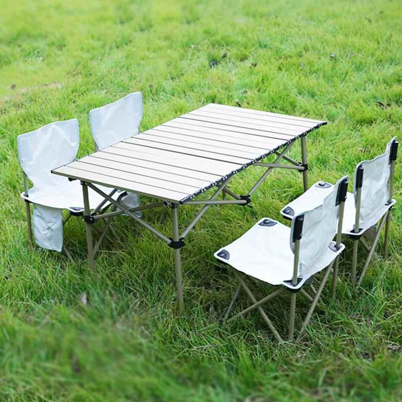 户外折叠桌椅套装便携式铝合金蛋卷桌野餐露营烧烤野炊车载桌椅