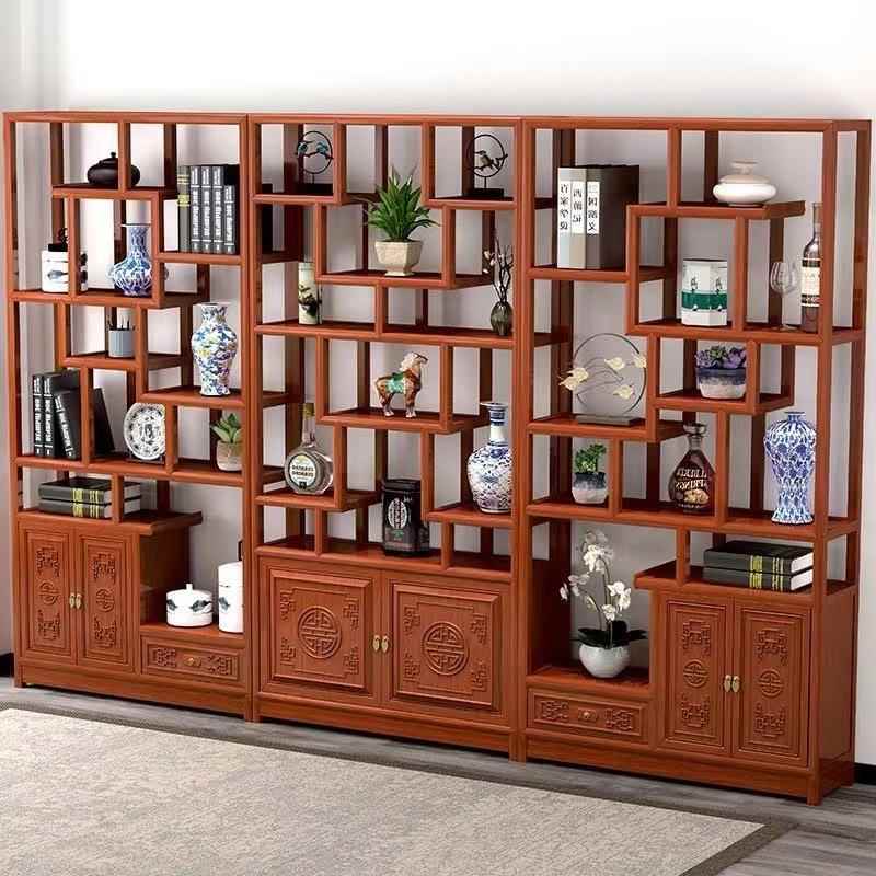 茶几茶台实木博古架中式客厅摆件办公室书架置物隔断架子茶桌几