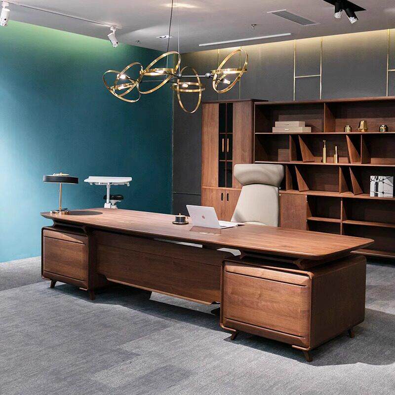 实木老板桌总裁桌新中式大班台办公桌简约现代桌椅组合烤漆经理桌