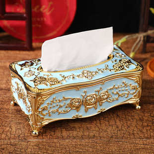 玫瑰花酒店盒复古长方形风格装饰品工艺品宴会纸巾家居纸盒欧式抽