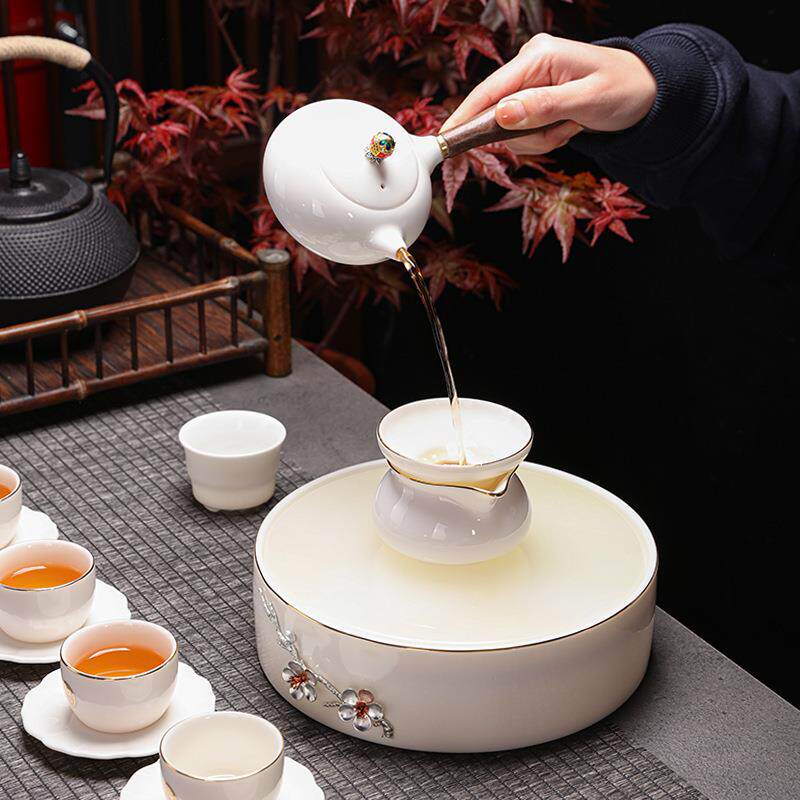 2021羊脂玉茶具套装陶瓷玉瓷干泡盘玉瓷茶盘干湿两用简单美观logo