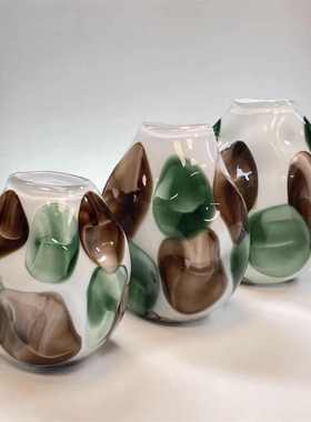 现代轻奢琉璃花瓶摆件客厅插花高级感玄关餐桌渐变艺术花瓶