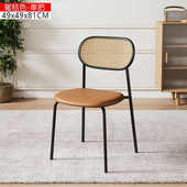 铁欧风藤编餐椅家用靠背椅简约铁椅子凳子咖啡网红奶油桌椅中古风