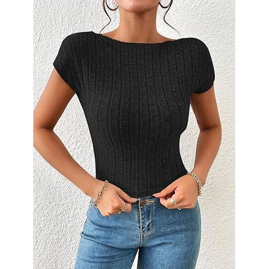 women for T-shirt sleeve short fleece striped wide with top