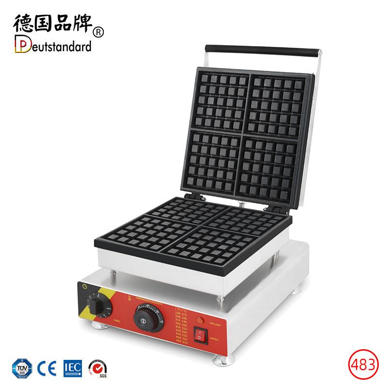 商用电热烤饼机大片深格格子饼烘培小吃机器外贸出口工厂直销110V
