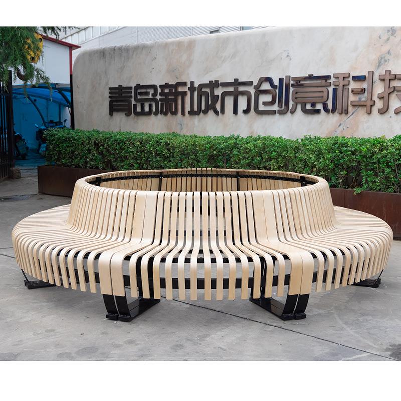 围树座椅圆多功能商场形实木椅子共机车站创场意长椅公等BZY-87-0